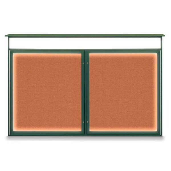 United Visual Products 96"x48" 2-Door Enclosed Outdoor Letterboard, Burgundy/Bronze UV1161DDD9648PLUS-BRONZE-BURGUN - main